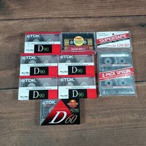 Lot of 7 TDK D90 & D60 Cassette Tapes and 2 Realistic Supertape LN 30 Tapes